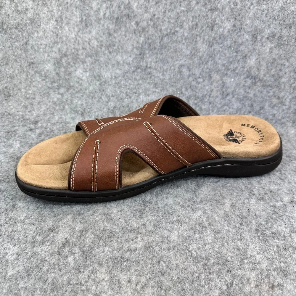 Dockers Sunland Mens Size 12 Chestnut Memory Foam Slide Sandals Casual Shoes New